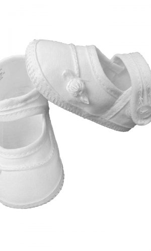 Girls Cotton Shoe with Embroidered Rosebud - Little Things Mean a Lot