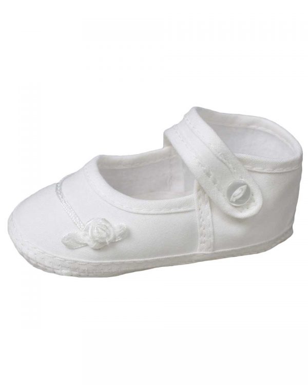 Girls Cotton Shoe with Embroidered Rosebud - Little Things Mean a Lot