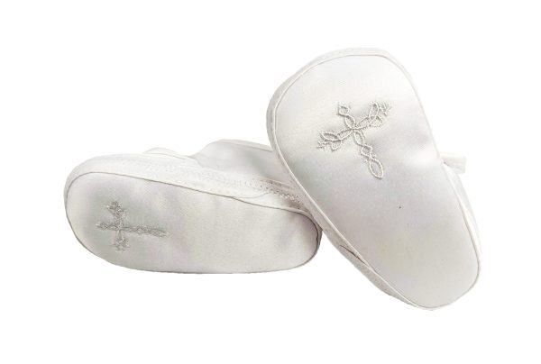 Girls Satin Shoe with Embroidered Celtic Cross - Image 2