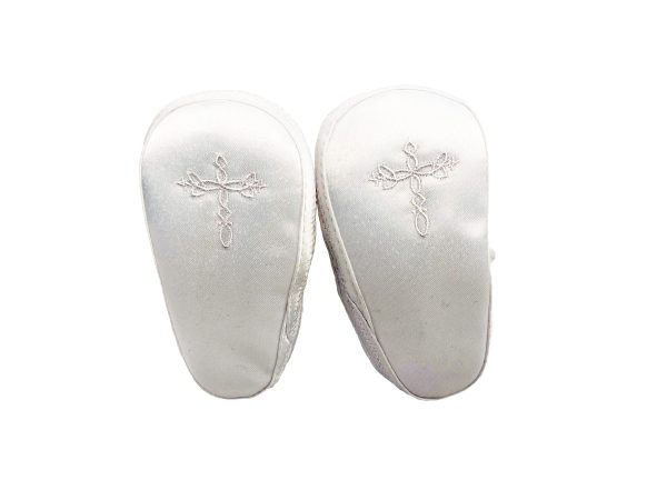 Girls Satin Shoe with Embroidered Celtic Cross - Image 3