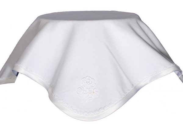 Cotton Christening Blanket with Lace and Flower Applique - Little Things Mean a Lot