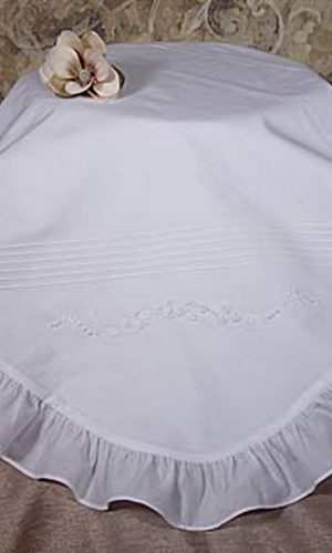 Hand Embroidered Cotton Christening Blanket with Ruffle - Little Things Mean a Lot