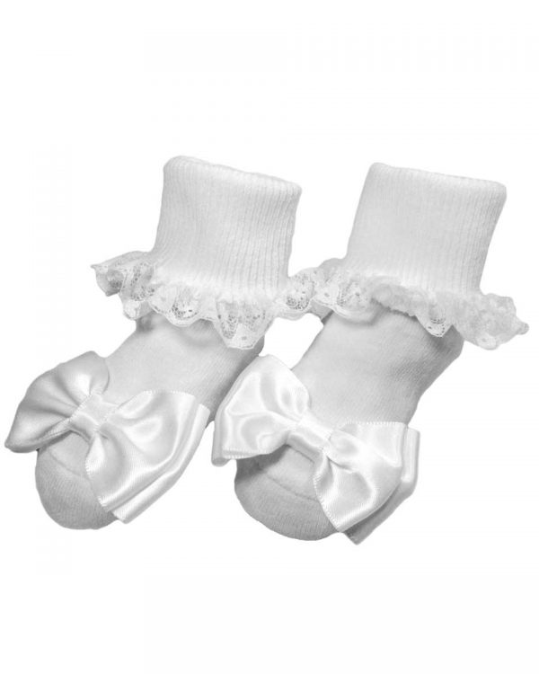 Girls Cotton Special Occasion Socks with Lace and Bow - Little Things Mean a Lot