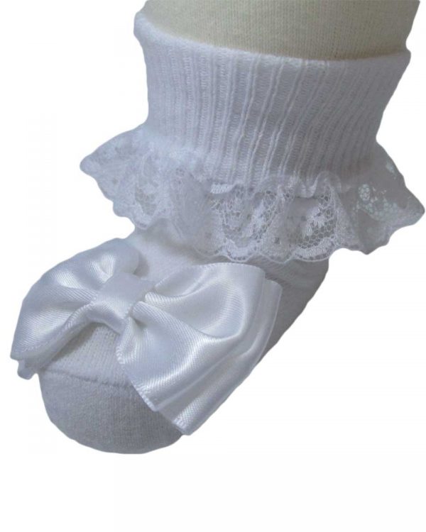 Girls Cotton Special Occasion Socks with Lace and Bow - Little Things Mean a Lot
