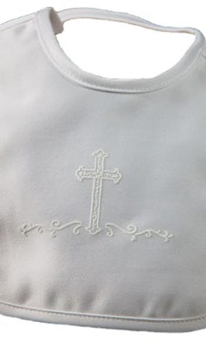 Matte Satin Bib with Screened Cross - Little Things Mean a Lot