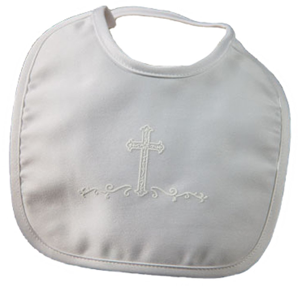 Matte Satin Bib with Screened Cross - Little Things Mean a Lot