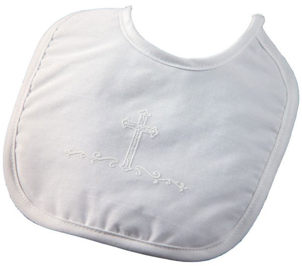 Boys Polycotton Bib with Screened Cross - Little Things Mean a Lot