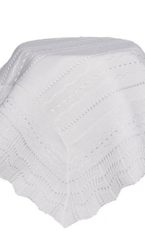 White Knit Baby Christening Shawl for Baptism - Little Things Mean a Lot