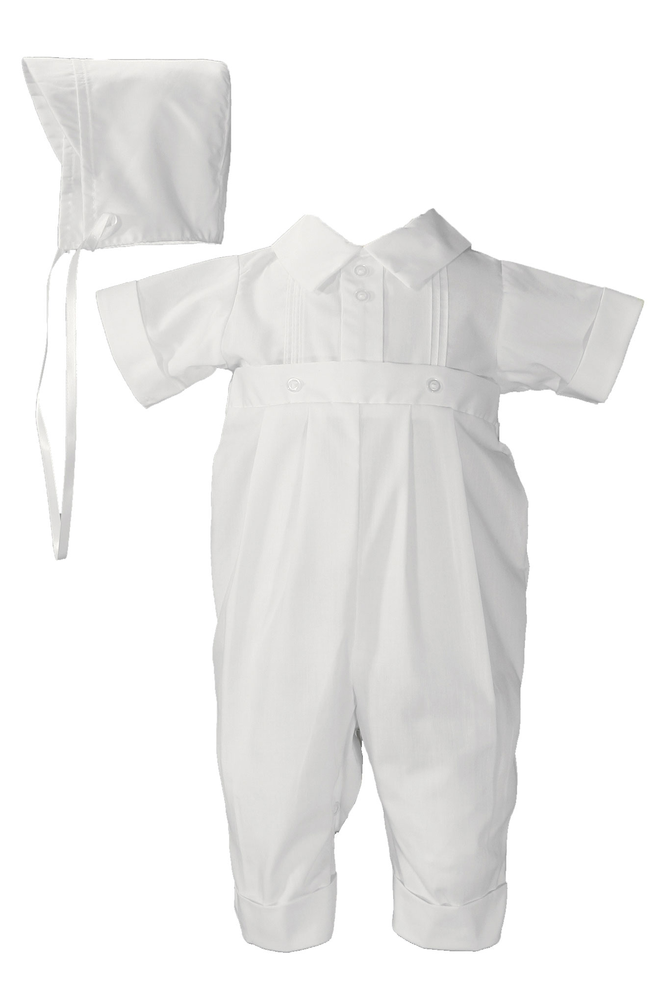 Boys Poly Cotton One Piece Christening Baptism Coverall with Pin Tucking - Little Things Mean a Lot