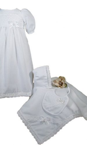 Girls Preemie Dress Christening Gown Baptism Set with Lace Hem - Little Things Mean a Lot