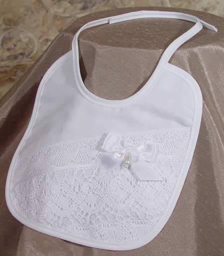 Girl's Cotton Bib with Cluny Trim - Little Things Mean a Lot