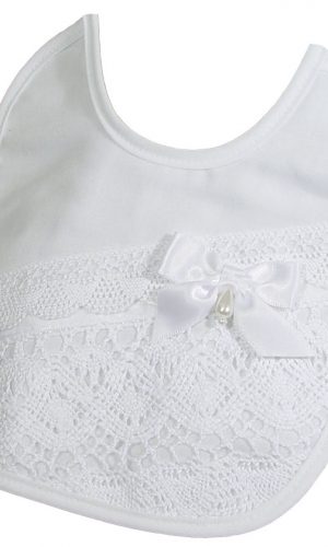 Girl's Cotton Bib with Cluny Trim - Little Things Mean a Lot