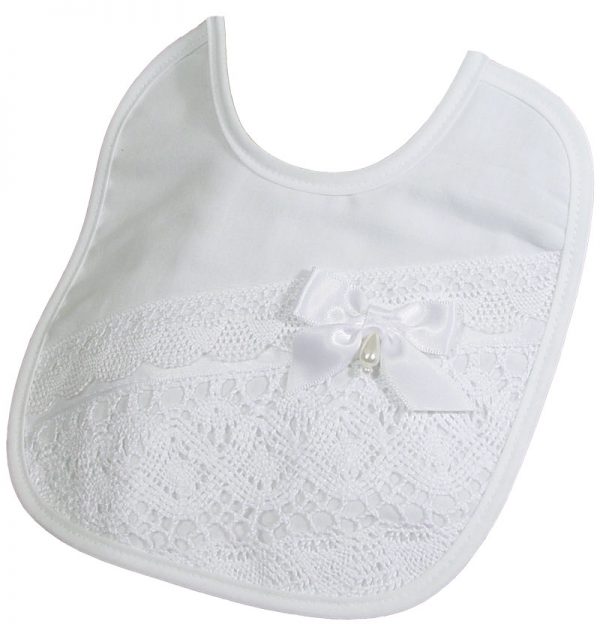 Girl's Cotton Bib with Cluny Trim - Little Things Mean a Lot