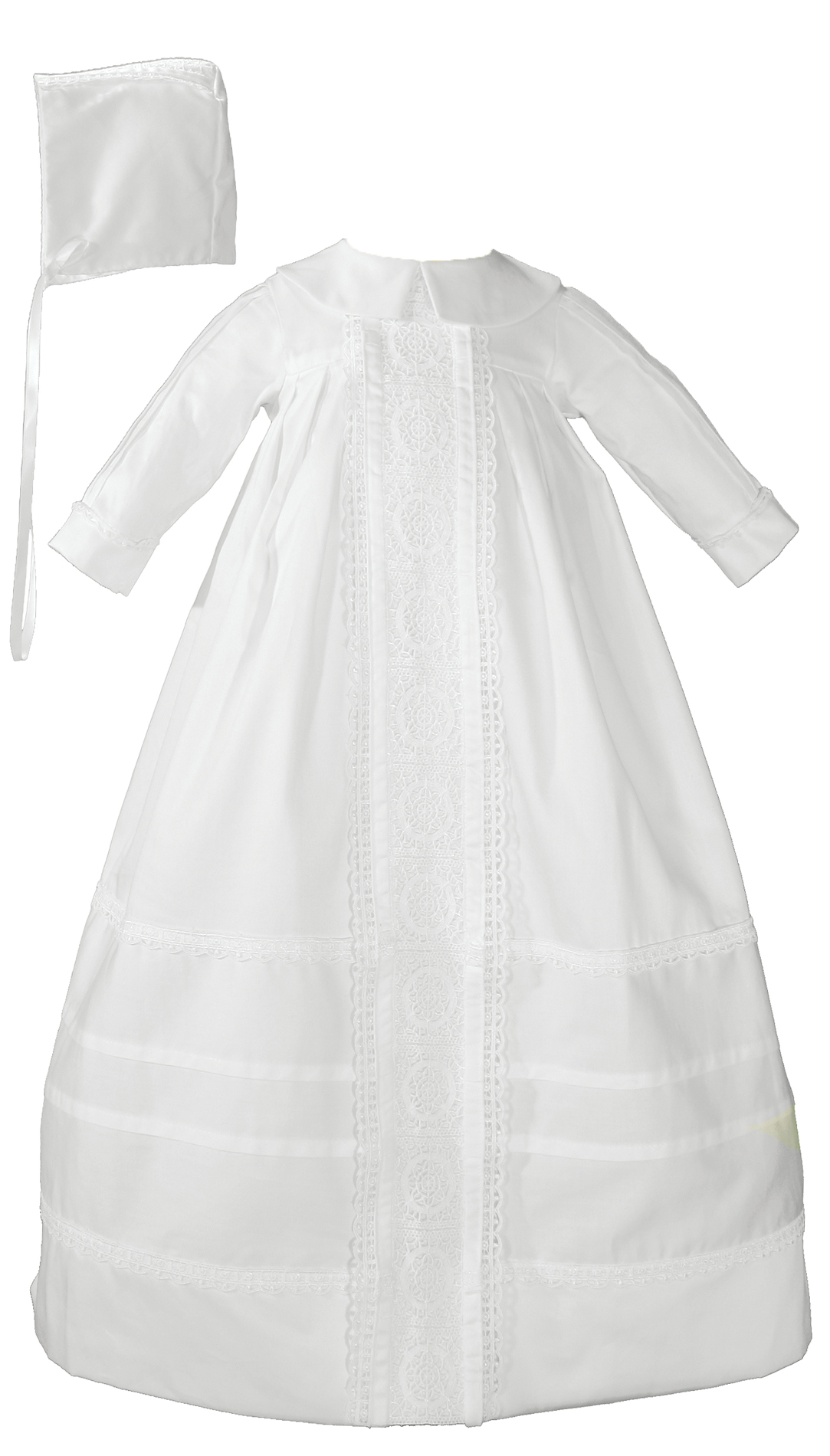 Cotton Sateen Bishop's Christening Baptism Gown and Bonnet - Little Things Mean a Lot