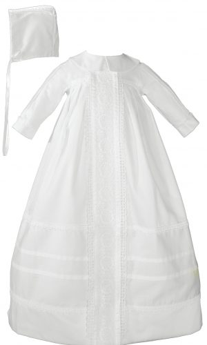 Cotton Sateen Bishop's Christening Baptism Gown and Bonnet - Little Things Mean a Lot