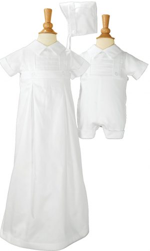 Boys 100% Cotton Convertible Christening Baptism Set with Hat - Little Things Mean a Lot