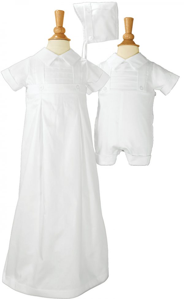 Boys 100% Cotton Convertible Christening Baptism Set with Hat - Little Things Mean a Lot