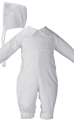 Boys Long Sleeve Cotton Hand Smocked Pin Tucked Christening Baptism Coverall - Little Things Mean a Lot