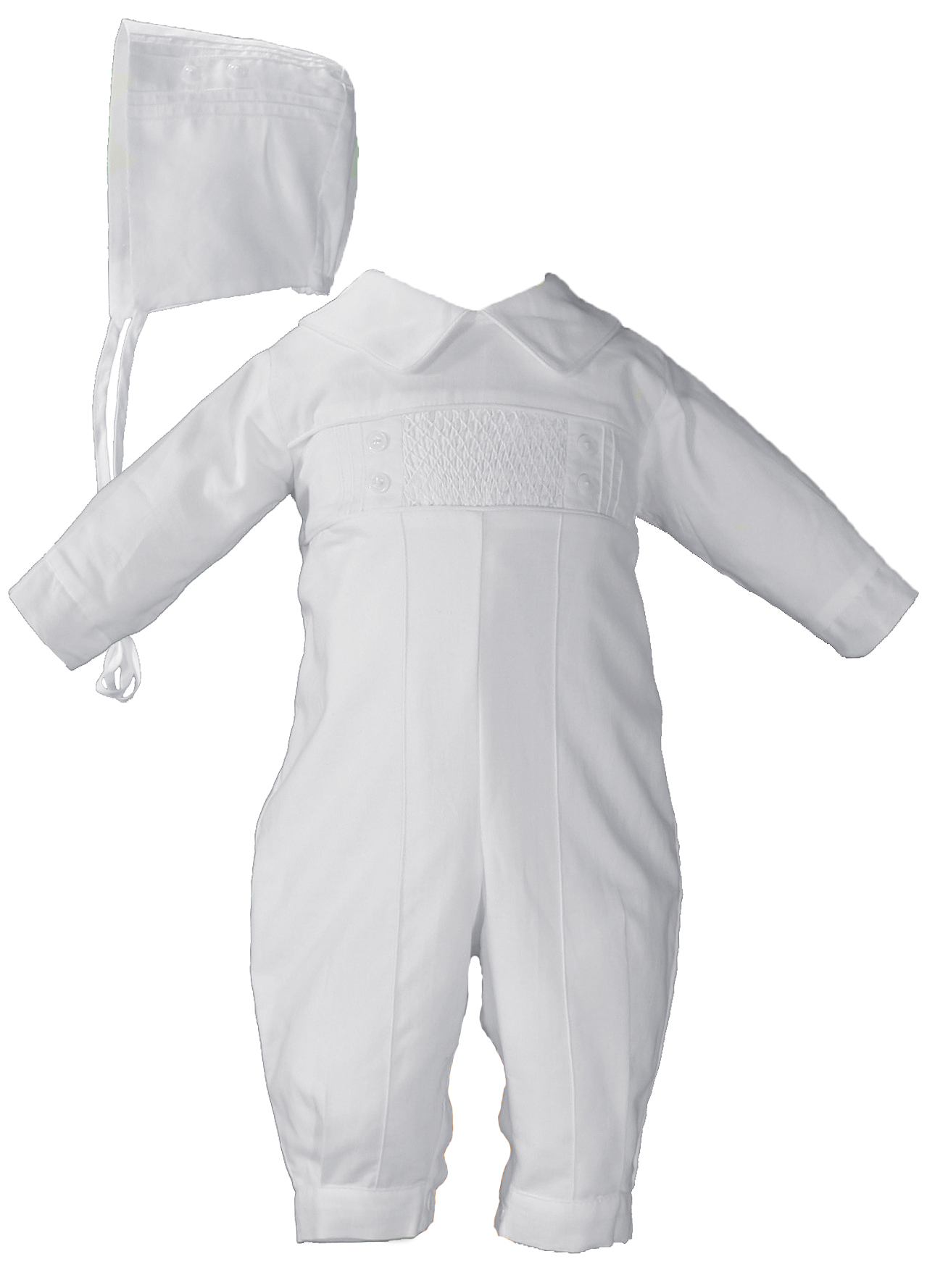 Baby Boys White Cotton Smocked Baptism Outfit Set - Little Things Mean a Lot