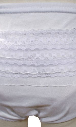 Baby Girls White Poly Cotton Knit Rumba Diaper Cover Bloomers with Lace - Little Things Mean a Lot