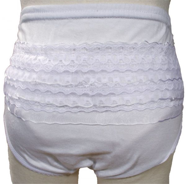 Baby Girls White Poly Cotton Knit Rumba Diaper Cover Bloomers with Lace - Little Things Mean a Lot