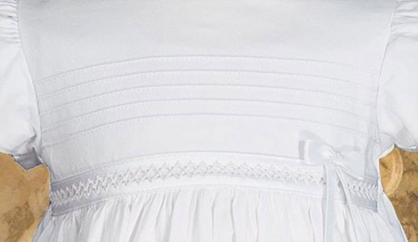 Girls 30" White Cotton Dress Christening Gown Baptism Gown with Lace - Little Things Mean a Lot