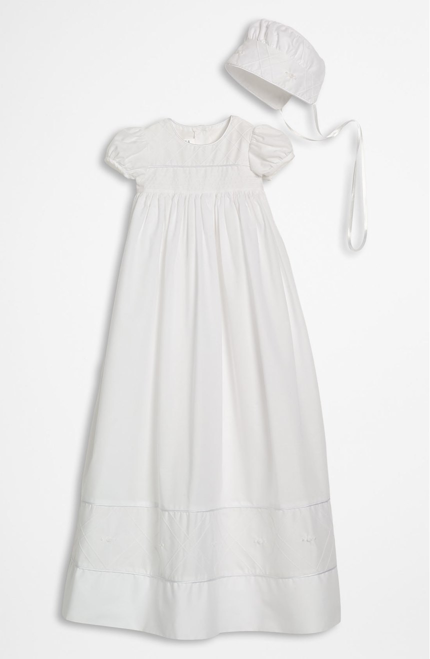 Girls 34" Cotton Dress Christening Gown Baptism Gown with Hand Embroidery - Little Things Mean a Lot
