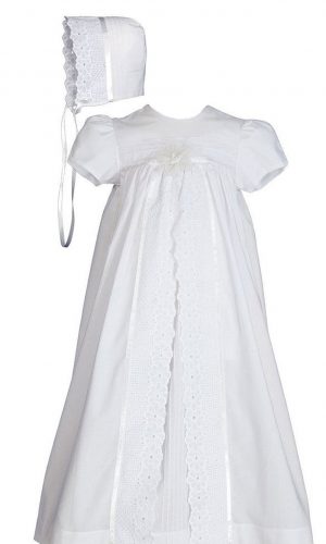 Girls 25" Split Panel Cotton Dress Christening Gown Baptism Gown - Little Things Mean a Lot