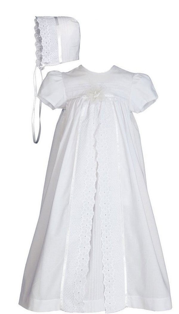 Girls 25" Split Panel Cotton Dress Christening Gown Baptism Gown - Little Things Mean a Lot