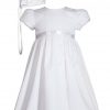 Girls 24" Cotton Dress Christening Gown Baptism Gown with Lace and Ribbon - Little Things Mean a Lot