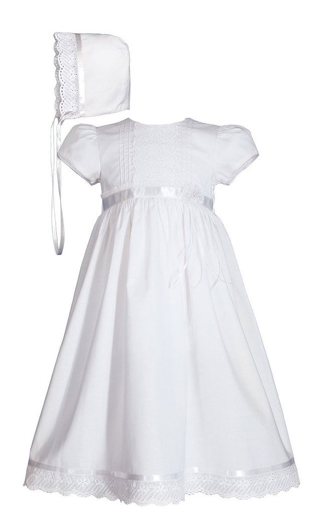 Girls 24 Cotton Dress Christening Gown Baptism Gown with Lace and Ribbon