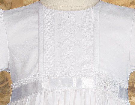 Girls 23" Cotton Christening Gown with Floral Lace Detailing - Little Things Mean a Lot