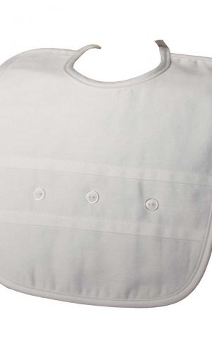 White Cotton Sateen Bib with Buttons - Little Things Mean a Lot