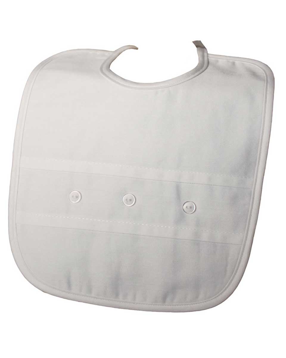 White Cotton Sateen Bib with Buttons - Little Things Mean a Lot