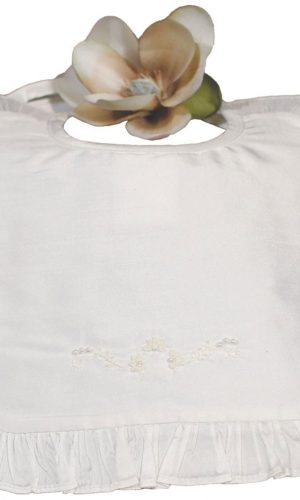 White Silk Dupioni Bib with Ruffles - Little Things Mean a Lot