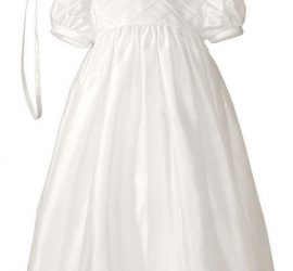 Girls 26" Silk Dupioni Dress Baptism Gown with Lattice Bodice - Little Things Mean a Lot