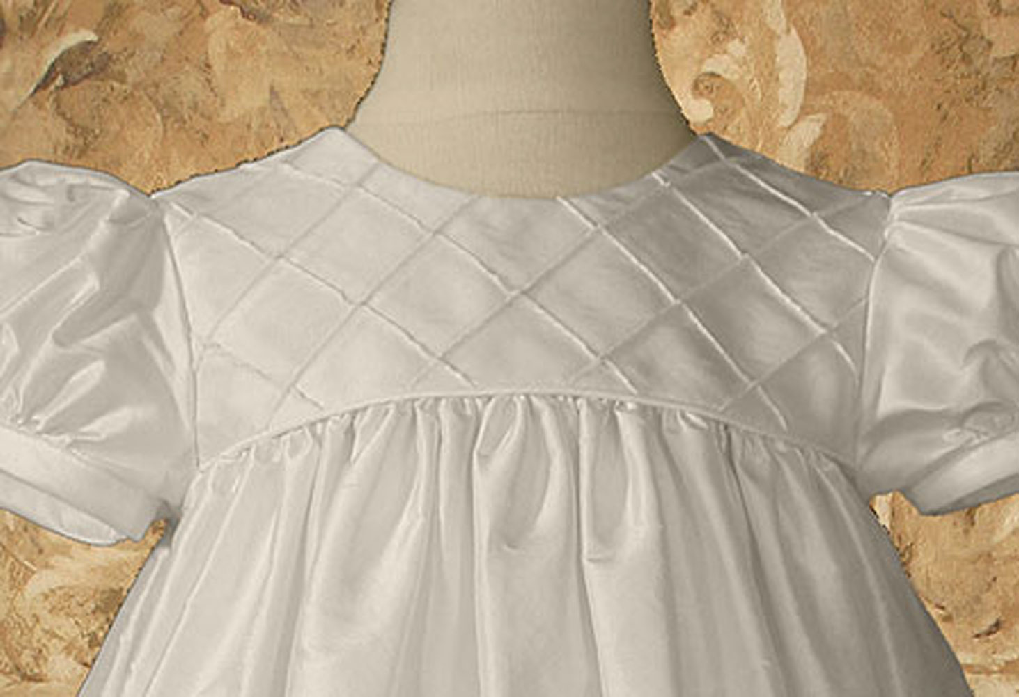 Girls 26" Silk Dupioni Dress Baptism Gown with Lattice Bodice - Little Things Mean a Lot