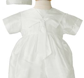 Boys Silk Christening Baptism One Piece Romper with Sailor Collar and Hat - Little Things Mean a Lot