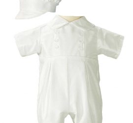 Boys Silk Christening Outfit Christening Baptism Romper with Hat - Little Things Mean a Lot