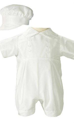 Boys Silk Christening Outfit Christening Baptism Romper with Hat - Little Things Mean a Lot