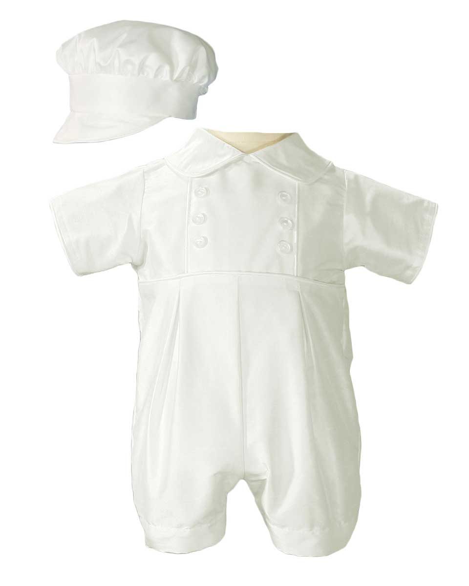 Boys Silk Christening Outfit Christening Baptism Romper with Hat Little Things Mean a Lot