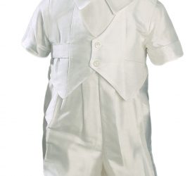 Boys Silk Dupioni Vested Christening Baptism Coverall with Hat - Little Things Mean a Lot