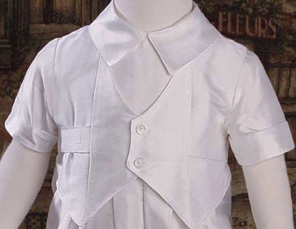 Boys Silk Dupioni Vested Christening Baptism Coverall with Hat - Little Things Mean a Lot