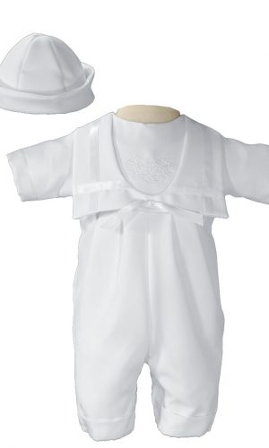 Boys White Nautical Gabardine Christening Baptism Knicker with Shamrock Embroidery - Little Things Mean a Lot