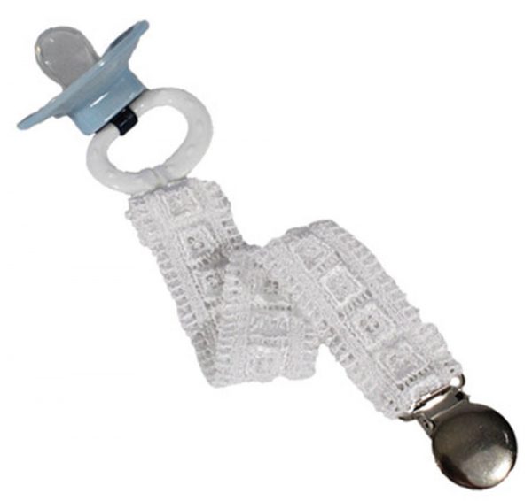Unisex Universal Elegant and Fancy Pacifier Clip - Block Lace - Little Things Mean a Lot