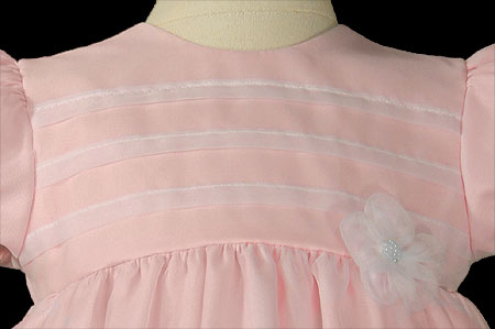 Girls 16" Pink Organza Overlay Christening Gown with Pin Tucking - Little Things Mean a Lot