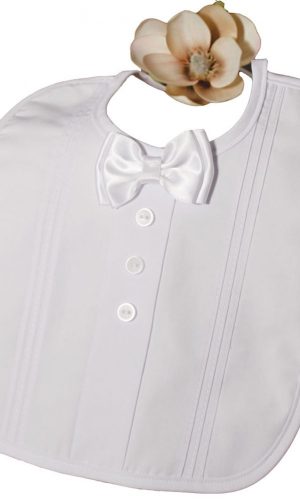 Christening Bib with Bow Tie and Pintucking - Little Things Mean a Lot