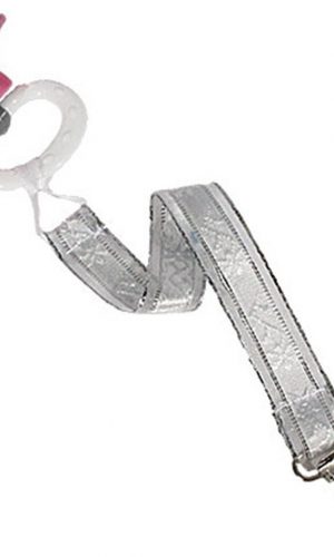 Unisex Universal Elegant and Fancy Pacifier Clip - White/Silver - Little Things Mean a Lot