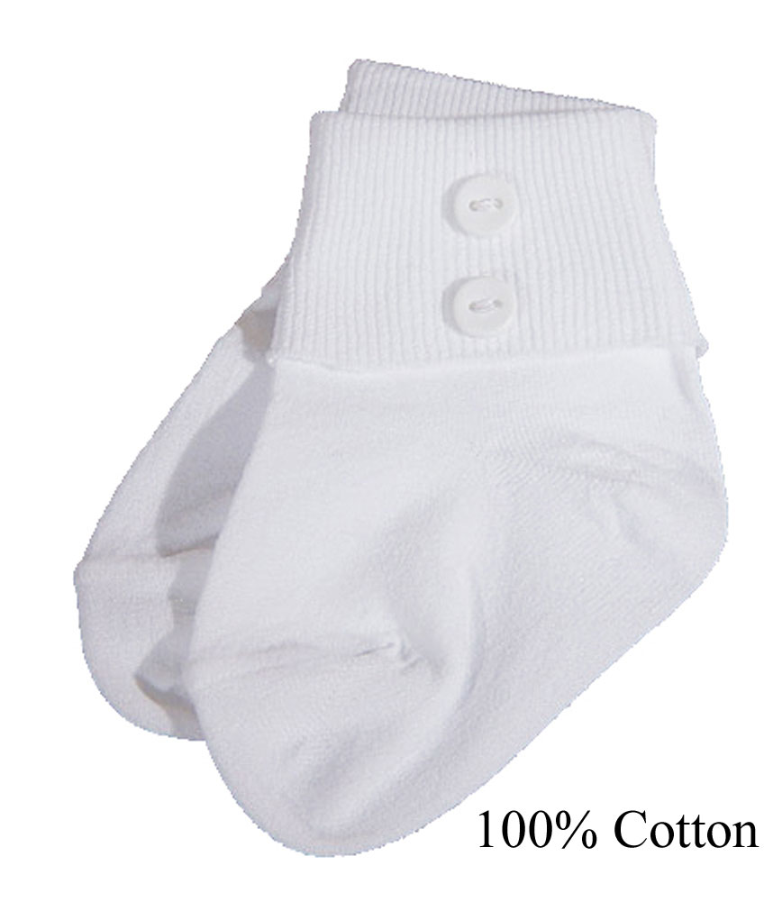 Boys White Anklet Socks with Buttons - Little Things Mean a Lot