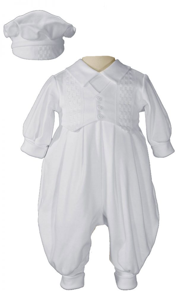 Boys Long Sleeve White Celebration Christening Baptism Set with Hat - Little Things Mean a Lot